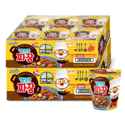   팔도 뽀로로 짜장 컵라면 65g x 24개 짜장면 어린이, 6개