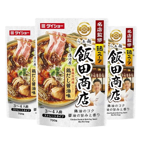 라멘이이다상점 나베 스프 닭육수 간장맛 스트레이트 타입, 3개, 700g