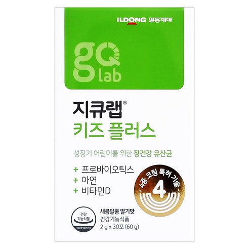 일동 지큐랩 키즈플러스 프로바이오틱스 60g 30일분 어린이유산균 성장기유산균, 1개