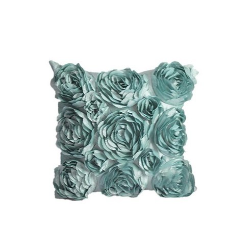 장식 장미 꽃 베개 커버 던지기 소파 쿠션 케이스 장식-16x16inch, 라이트 블루, 설명