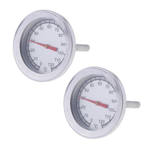 양고기 요리 바베큐 흡연자 온도계 스틸 바베큐 온도계 2 팩, 실버, 55mm 직경, 스테인레스 스틸