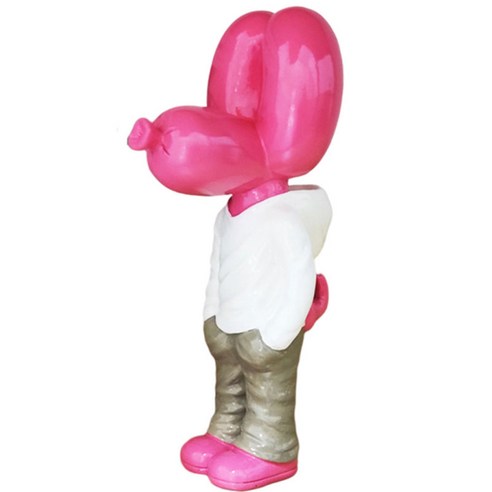 풍선 개 조각 동물 동상 소장 인형 장식 파티 사진 소품, 수지, 분홍