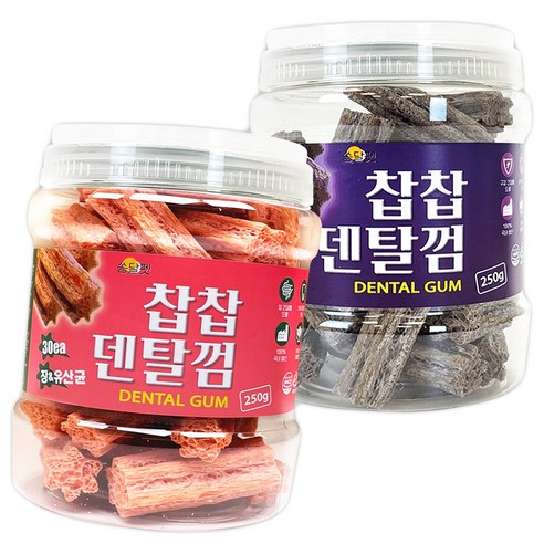 쏨달펫 찹찹 덴탈껌 2종 세트, 장+유산균, 눈+피부, 500g, 1세트
