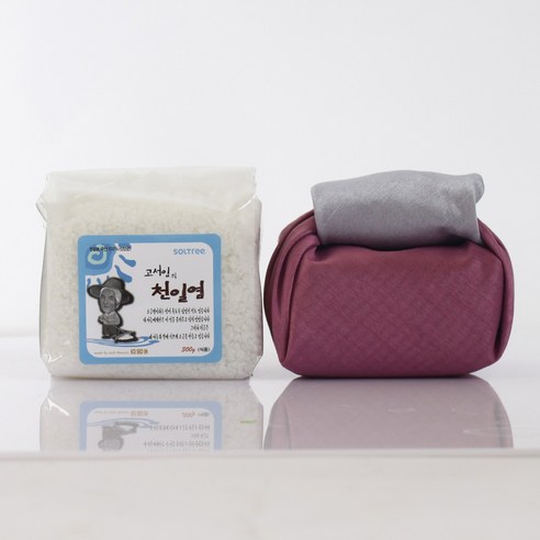 [고서임] 천일염 함초소금 300g / 둥근매듭 보자기 답례품, 천일염 300g (둥근매듭 / 보라은비), 1개