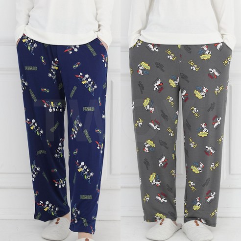 [OKㅣ강추] 스누피와 함께하는 편안한 휴식, 투와이 스누피 남녀공용 피치 바지 2장 세트 [OKNOWㅣ추천상품]