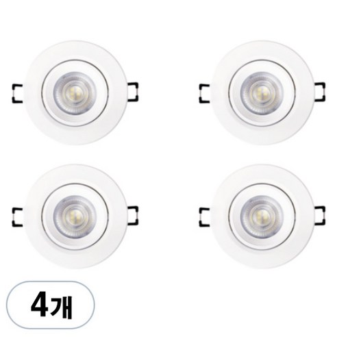 데이온 일체형 매입등 5W 4p, 전구색, 4개