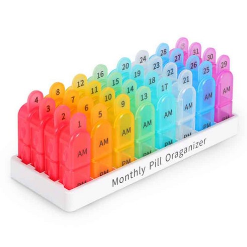 Deoxygene 32 슬롯 월간 알약 주최자 상자 태블릿 홀더 약 컨테이너 케이스 여행 일일 보관, 보여진 바와 같이