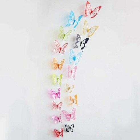 18Pcs 3D 나비 디자인 전사 술 벽 스티커 장식 홈 장식, 하나, 보여진 바와 같이