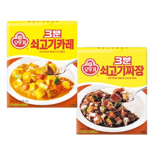오뚜기 3분 쇠고기카레 200g x 5p + 쇠고기짜장 200g x 5p, 1세트