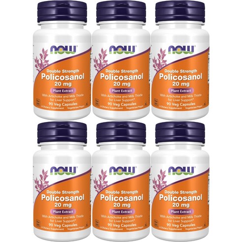 Now Foods 나우푸드 더블 스트렝스 폴리코사놀 20mg 베지캡슐, 6개, 90정