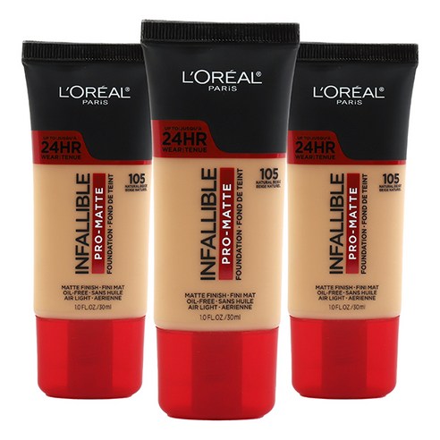 로레알파리 인팰러블 프로-매트 업 투 24HR 파운데이션, Natural Beige, 3개