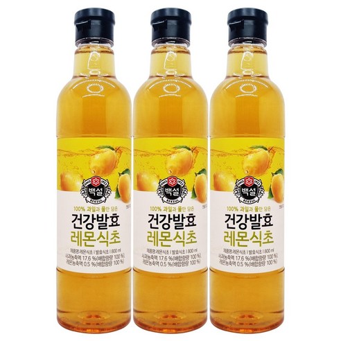 (상온)[백설]자연발효 레몬식초800ml, 3개, 800ml