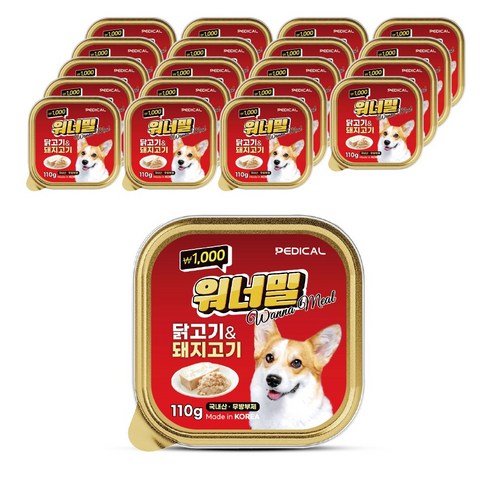 워너밀 강아지 영양간식 국내산 무방부제 높은기호성 한끼뚝딱 6종, 20개, 110g, 닭고기&돼지고기