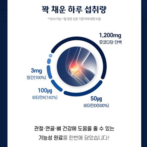 관절 건강을 위한 식약청 인증 소유래 콘드로이친 1200