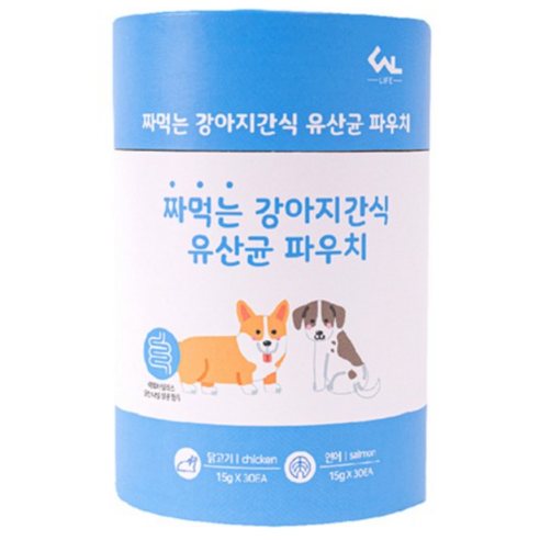 씨엔앨 짜먹는 강아지간식 유산균 파우치 15g 2종 30p + 30p, 닭고기, 연어, 1세트, 장건강/유산균