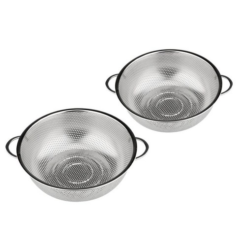 2Pcs 주방 스테인레스 스틸 메쉬 스트레이너 와이드 림 피트와 핸들, 실버