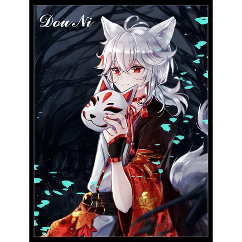 원신 DIY 보석십자수 카에데하라 카즈하 DIY 다이아몬드 그림 세트 보석비즈십자수 거실 장식, 30*40CM, KTMSN-13