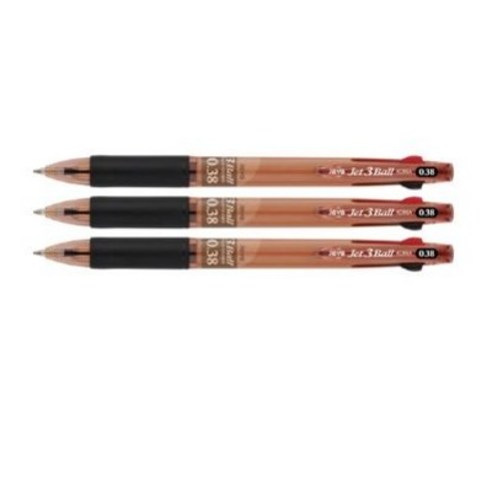 자바펜 제트3볼 3색 볼펜 0.38mm, 브라운, 45개