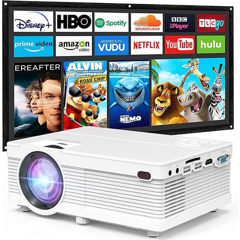 LG전자 시네빔 프로젝터 HU715QG 11 미니 프로젝터 7500루멘 휴대용 프로젝터 풀 HD 1080P TV 스틱 휴대폰 게임 HDMI AV와 호환되는 홈 시어터 프로젝터