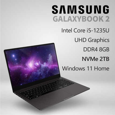 삼성전자 갤럭시북2 NT550XED-K58G [프리미엄 패키지], WIN11 Home, 16GB, 512GB, 코어i5, GRAPHITE 갤럭시북2프로360 Best Top5