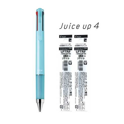 파이롯트 쥬스업 4색 0.4mm 볼펜 리필(2개) 세트, 1개, 쥬스업 4색 민트+리필2