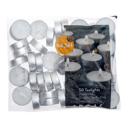 티라이트 양초 무향 50개 비닐백 SPAAS 4 5시간연소, 13g, 1세트