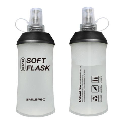 밀스펙 NEW 초경량 트레일러닝 조끼 베스트 마라톤 조깅 러닝 백팩, 소프트 플라스크 250ml, 1개