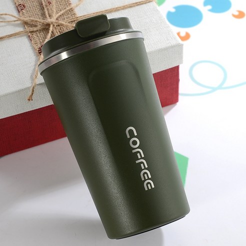 ZZJJC 아이디어 보온병 아이디어 텀블러 아웃도어 보온병, 밀리터리그린, 380ml