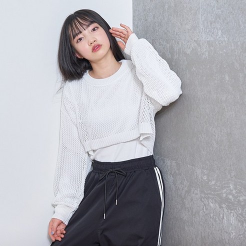 Lovetoxic 여아 LTXC 이너 포함 메쉬 라운드넥니트