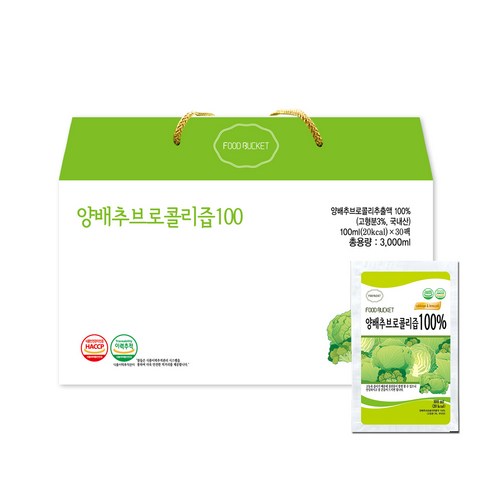 푸드버킷 양배추 브로콜리즙 100, 100ml, 30개입