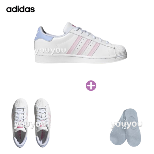 [Vic] ADIDAS 아디다스 여성용 슈퍼스타 클리어 핑크 + 국산 페이크삭스 1P