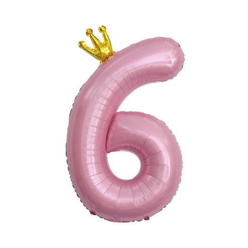 이벤트홀릭 초대형 왕관 숫자은박풍선, 핑크 6