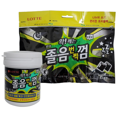 롯데 졸음번쩍껌 87g1통 + 리필105gX1팩 자일리톨껌 졸음방지껌 졸음껌, 1개, 192g