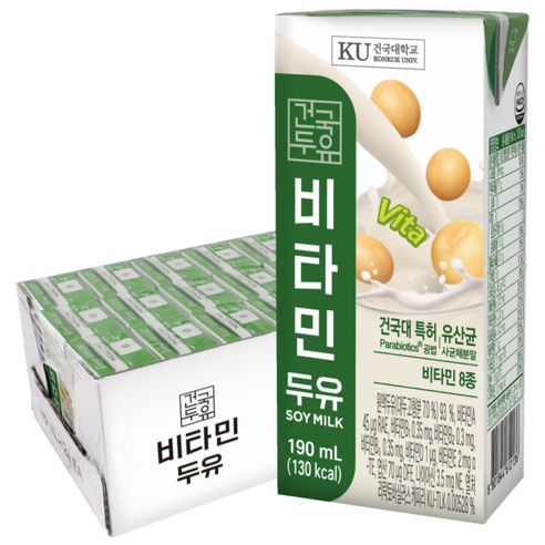 [건국우유] 비타민 두유 190ml, 190ml, 24개