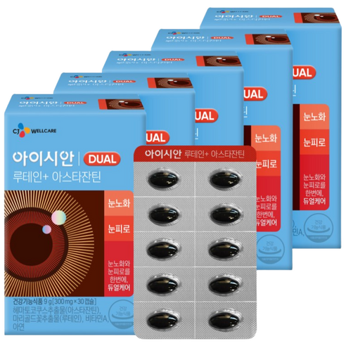 CJ웰케어 아이시안 루테인 아스타잔틴 30캡슐, 30정, 5개