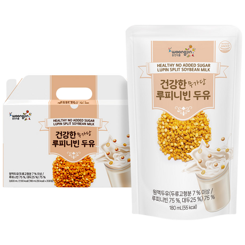 웅진 건강한 무가당 루피니빈 두유 고단백 무첨가 식사대용, 20개, 180ml