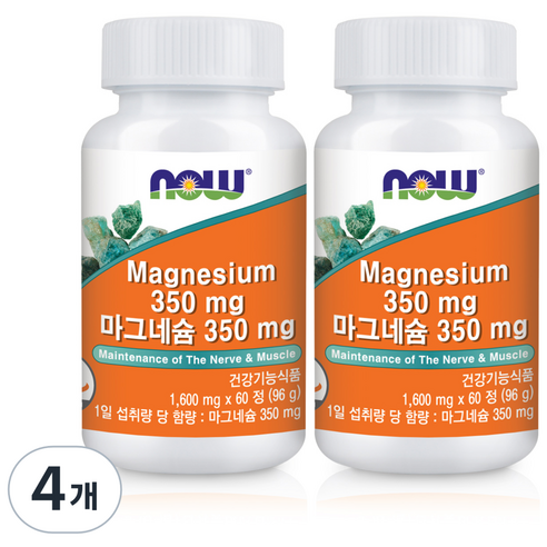 나우푸드 마그네슘 350mg, 60정, 4개