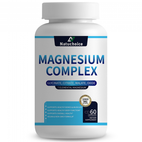 마그네슘 글리시네이트 1000mg 마그네슘 추천 베지 캡슐 마그네슘 영양제 근육 수면 지원 스트레스 완화 영양 캡슐 데일리 식이 영양 보충, 2개, 60회분