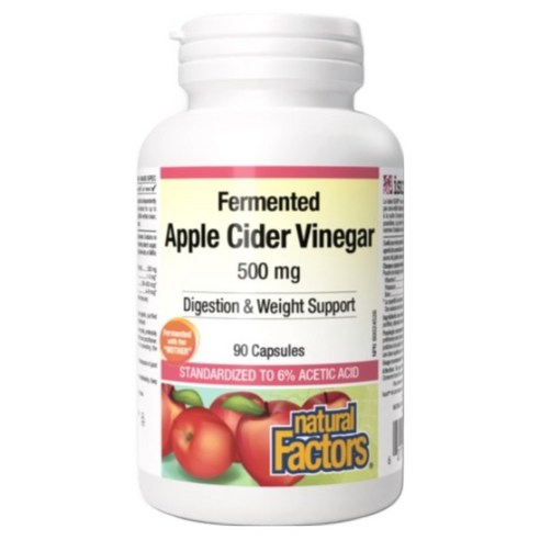 네추럴 팩터스 발효 애플사이다비니거 사과 초모 식초 500 mg 90 캡슐 6병 Fermented Apple Cider Vinegar with the mother 캐나다 정품 직구, 90정, 6개