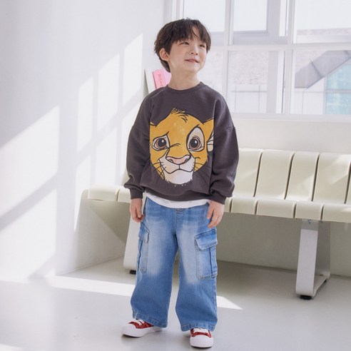 슈가온 아동용 감동 워싱 카고 청데님