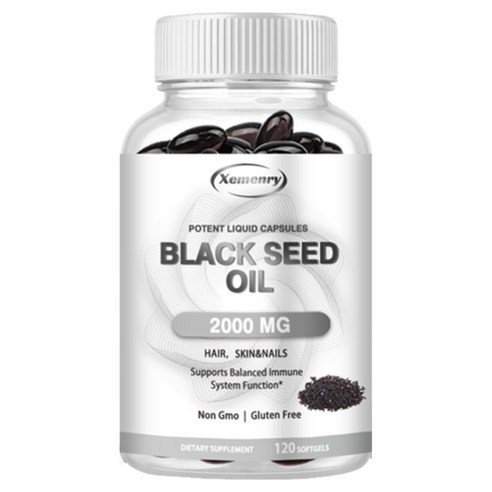 블랙 시드 오일 2000mg, 냉압착 니겔라 사티바 블랙 커민 씨 오일, 오메가 3, 6, 9 함유, 강력한 항산화 효과로 관절, 소화, 면역력 강화 및 심장/심혈관 건강에 도움