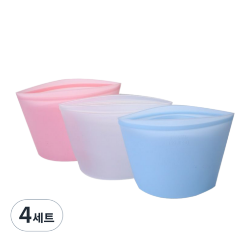예인 전자레인지용 밀폐 실리콘 지퍼백 3종 세트, 화이트 500ml+1000ml+1500ml, 4세트