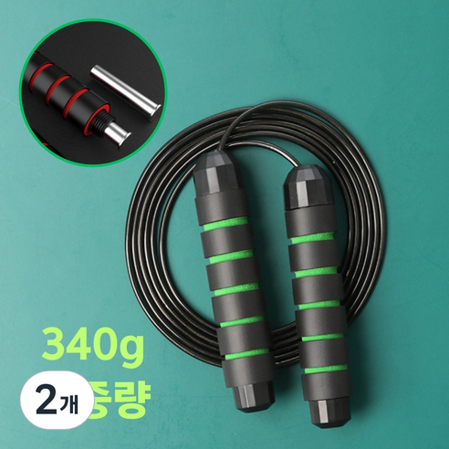 핏네스트 고중량 줄꼬임방지 와이어 다이어트 줄넘기, 그린 1Ea, 2개