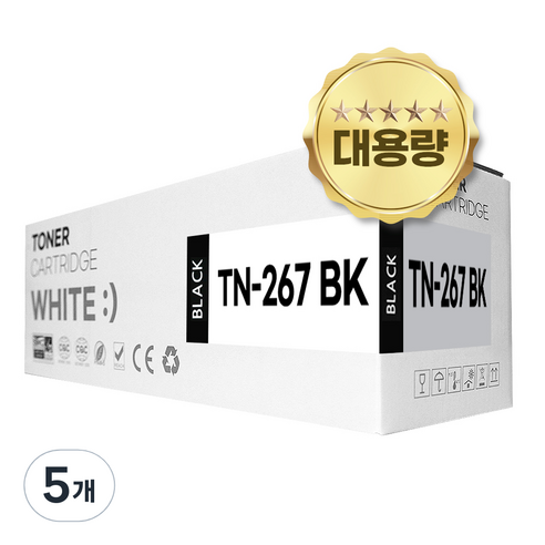 브라더 TN-267 호환 토너 HL-L3210CW MFC-L3750CDW L3551CDW, 5개, 검정