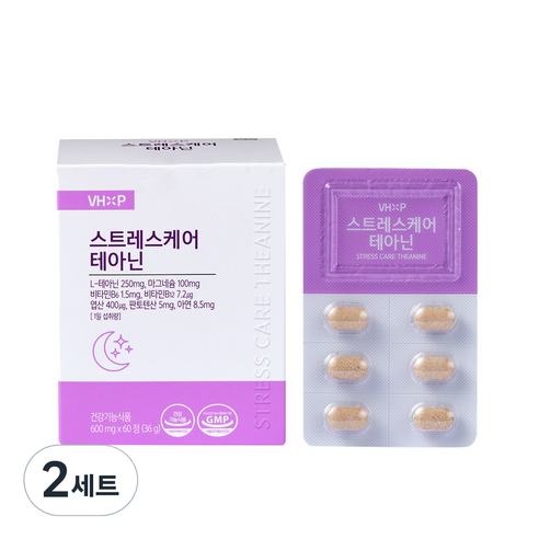 꿀잠 직장인 멘탈 케어 학생 수험생 스트레스 케어 테아닌 불안 긴장완화, 2개, 60정