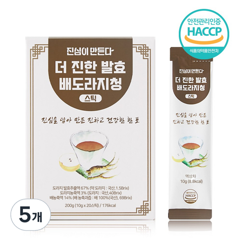 국산 배도라지청 어린이 배도라지 발효 도라지 생강 진액 농축액 유아 키즈 도라지청 스틱, 200g, 5개