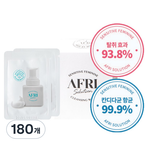 애프리 여성청결제 파우치 휴대용청결제 1BOX 천연 약산성성분 개별포장 일회용청결제 (프로폴리스 함유), 180개, 3ml
