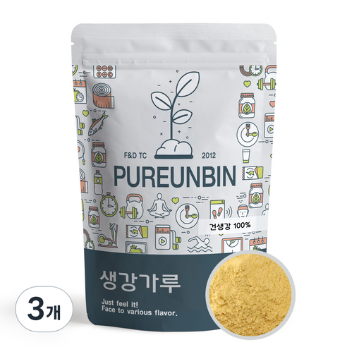 푸른빈 생강 가루 분말, 500g, 3개
