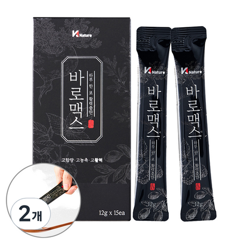 바로맥스 남성활력 고농축 고함량 진액 한포 12000mg ( 야관문 마카 아연 복분자 산수유 구기자 ), 2개, 180g