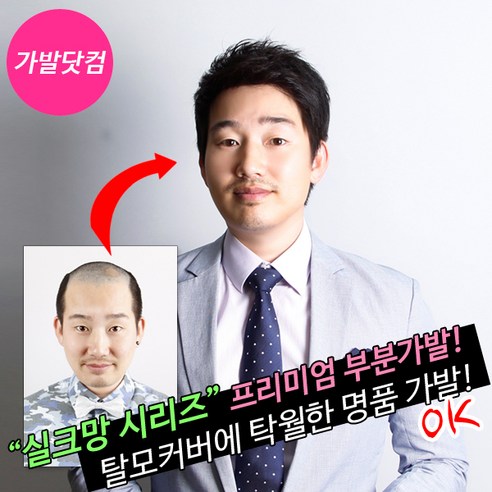 가발닷컴 실크망시리즈 부분가발 인모가발, 어두운검정, 2 흰머리 섞인 레이어컷, 1개